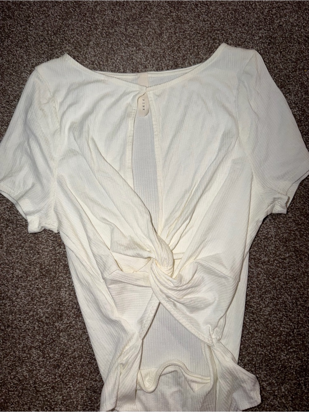 Women’s Cream Twist-Front Short Sleeve Top